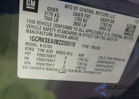 2011 Chevrolet Silverado 1500 Lt z USA, uszkodzony, nr VIN 1GCRKSEA0BZ239318